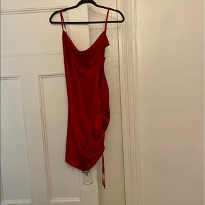 Red satin dress